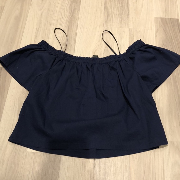 FOREVER 21 Off Shoulder Crop Top, Dark Blue, Size S - Picture 5 of 5
